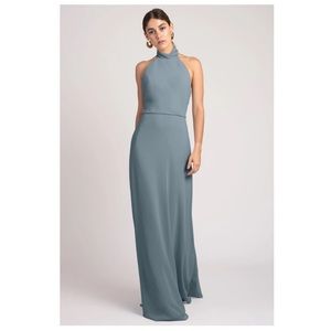 Jenny Yoo Brett Dress in Mayan Blue Luxe Chiffon